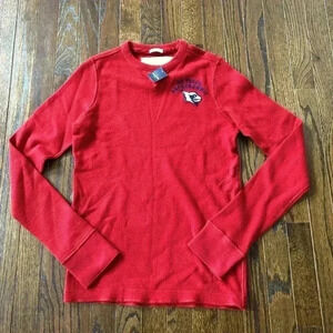 Abercrombie Boys XL Cranberry Red Muscle Waffle Long-Sleeve Sweater Shirt-NEW!!